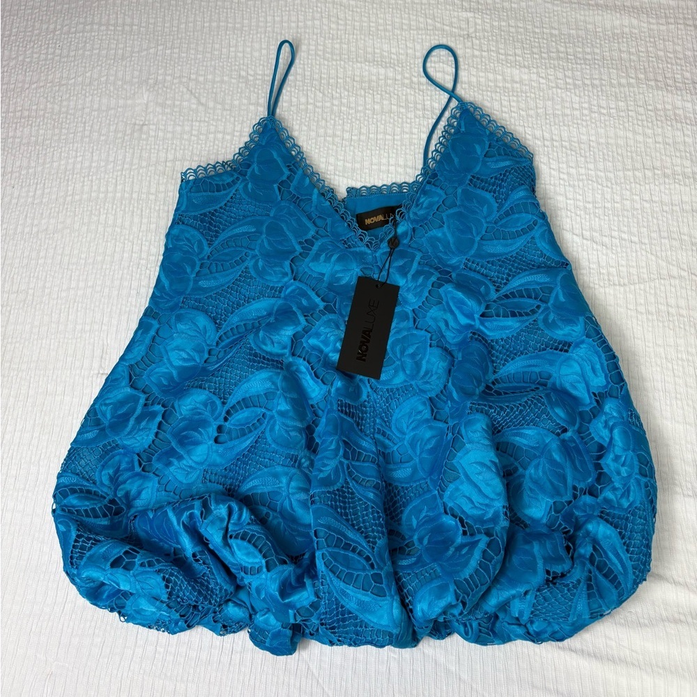 Fashion Nova Vibrant Blue Lace Mini Dress